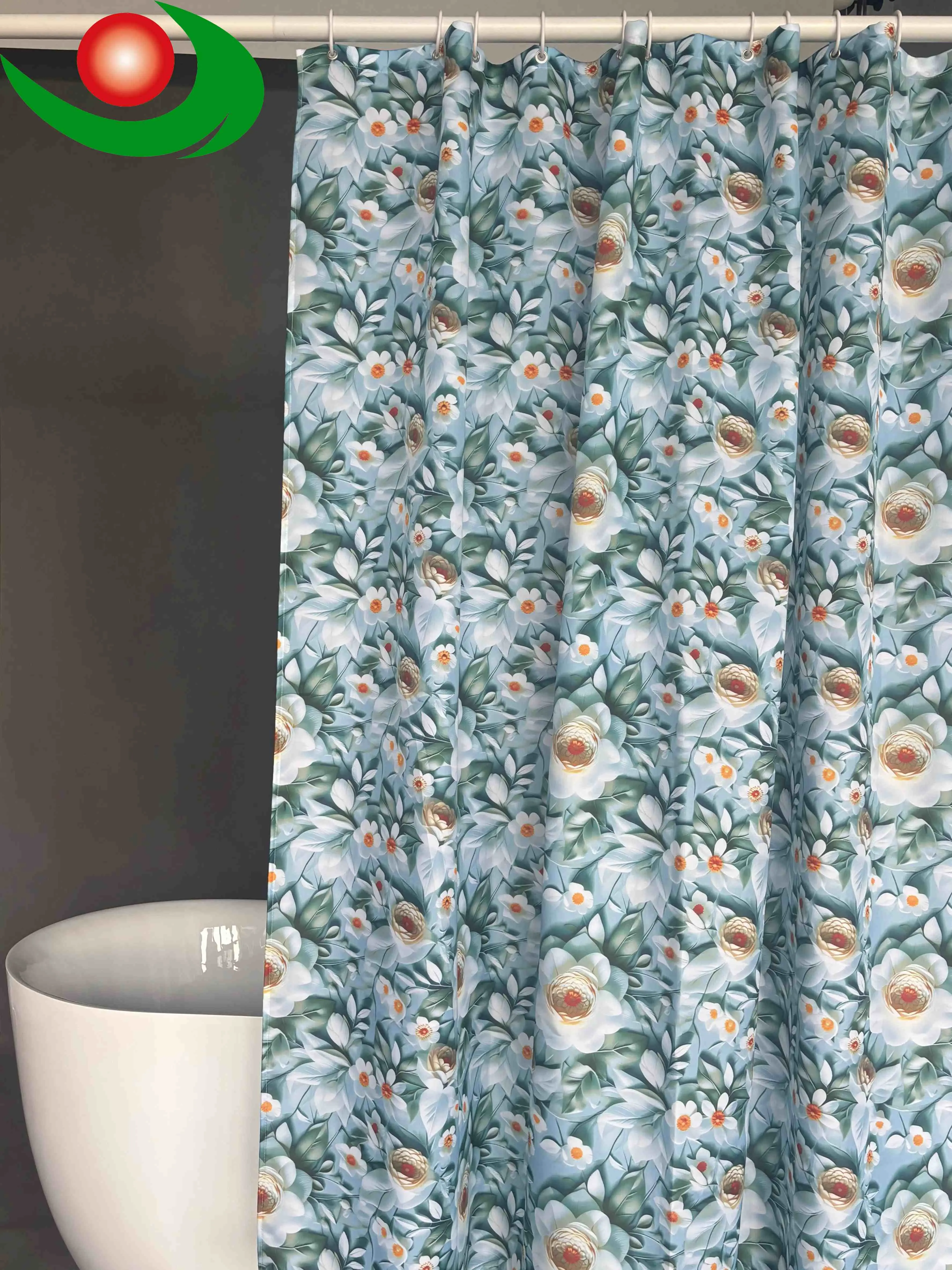 Waterproof Shower Curtain, Mold & Mildew Resistant, Soft Polyester Fabric, Rustproof Eyelets, Ideal Room Decor for Home, Hotel, School